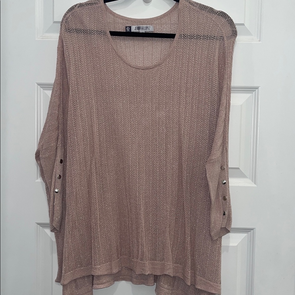 Jennifer Lopez Pink Shimmer Semi Sheer Oversized Top
